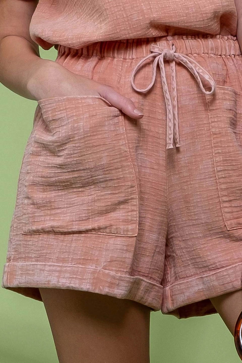 Washed Drawstring Mini Shorts - junglefunkrecordings