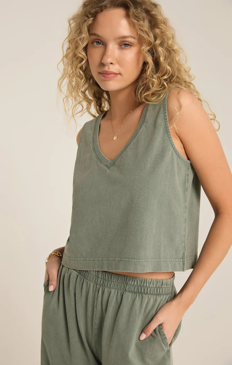 Sloane V-Neck Top in Palm Green - junglefunkrecordings