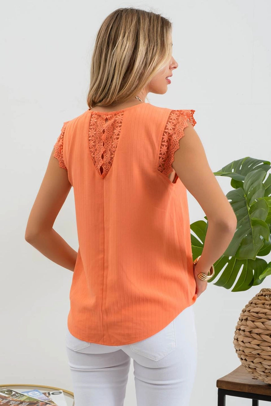 Sleeveless Lace Trim Top - Sophie