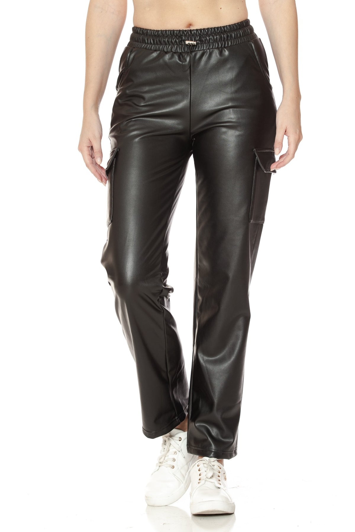 Faux Leather Cargo Pants