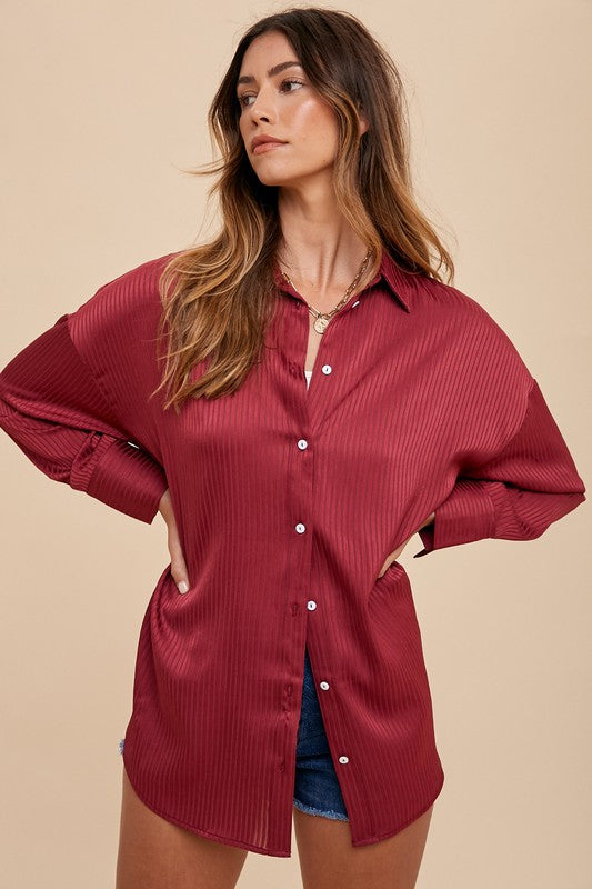 Striped Textured Relaxed Blouse