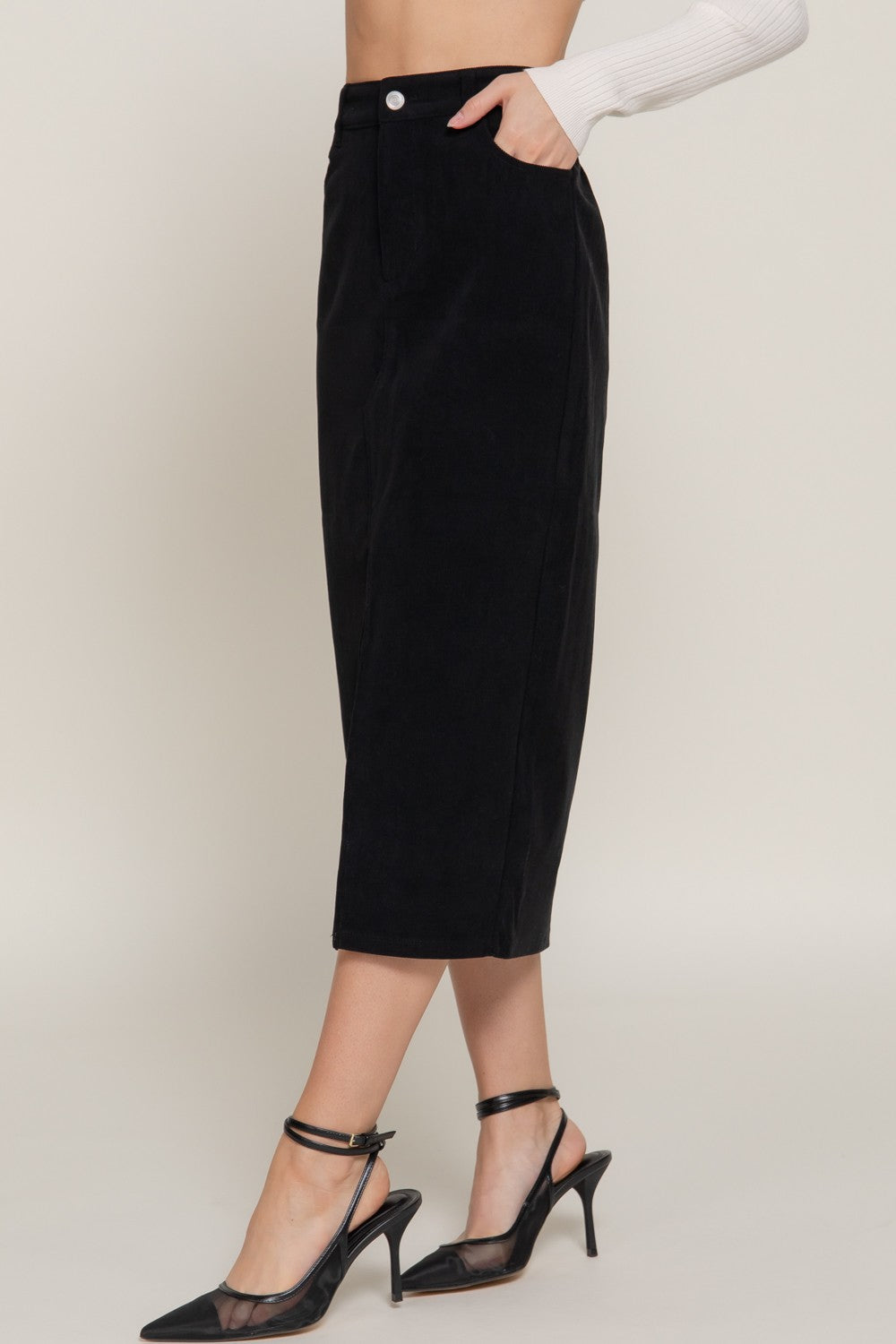 Walk this Way Corduroy Skirt in Black