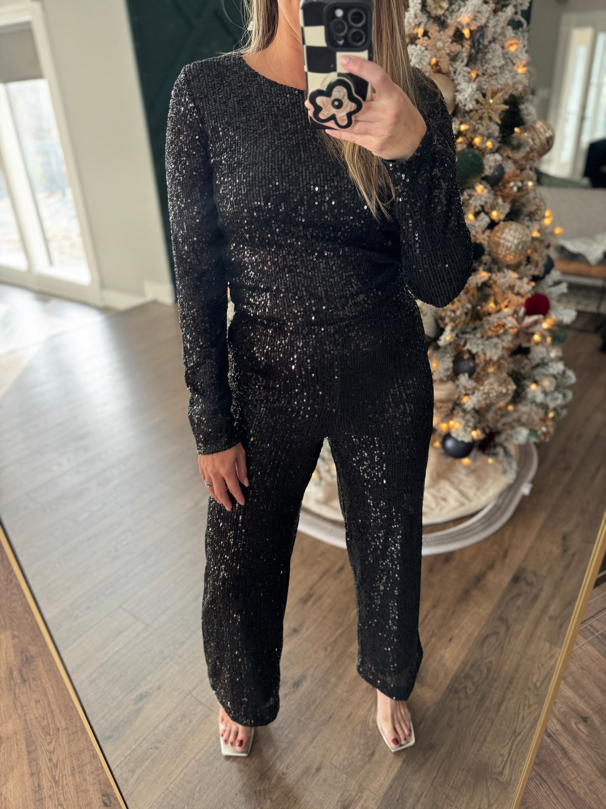 Skylar Sequin Pant in Black