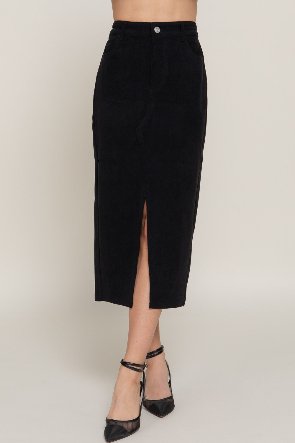 Walk this Way Corduroy Skirt in Black