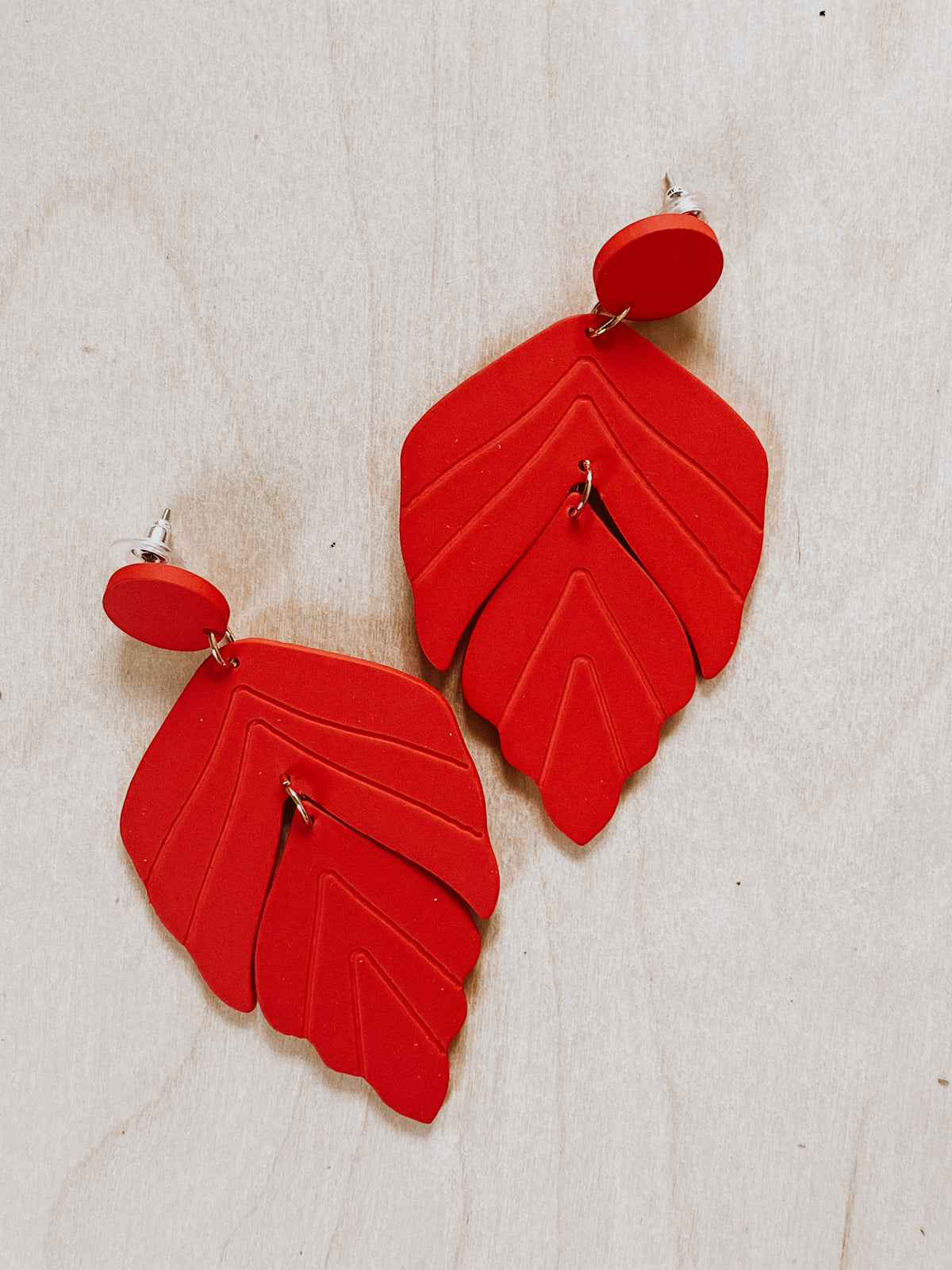 Scarlet Leaf Earrings