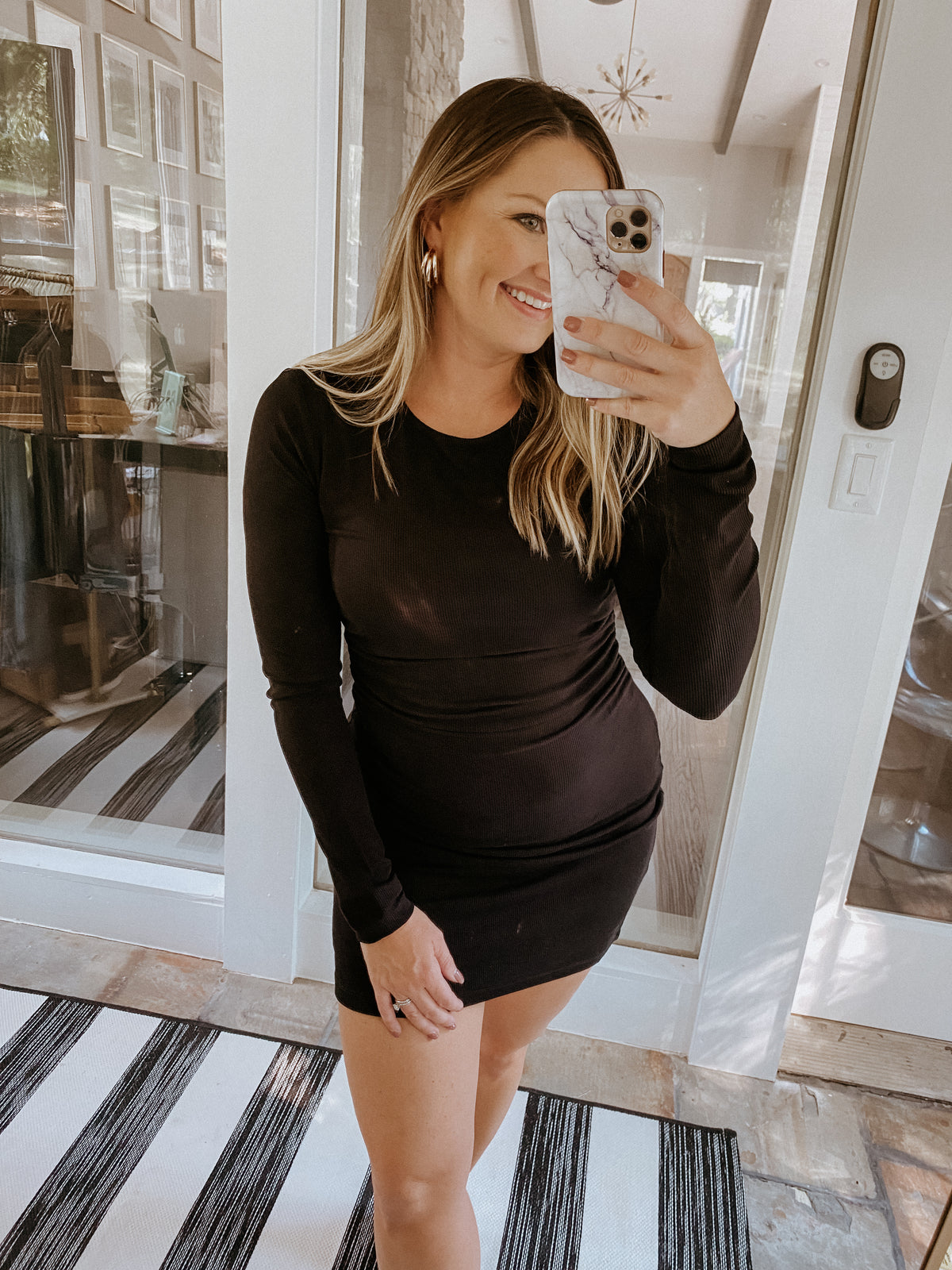 Winnie Rib Dress in Black