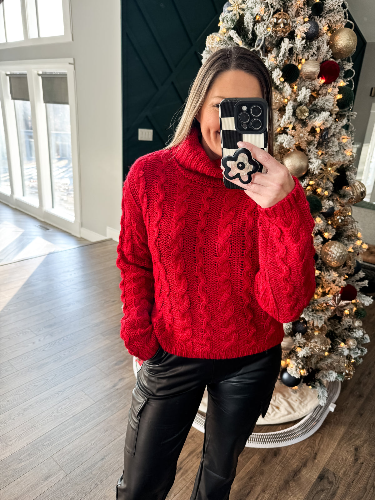 Tied To You Sweater in Haute Red