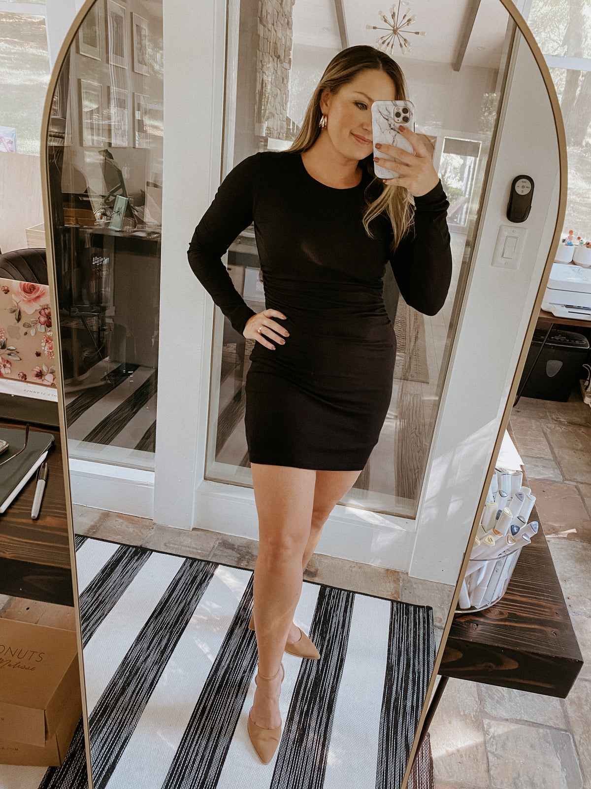 Winnie Rib Dress in Black