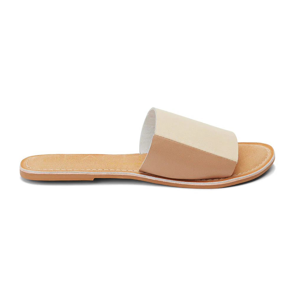 Bonfire Slide Sandal in Ivory/Taupe - Sophie