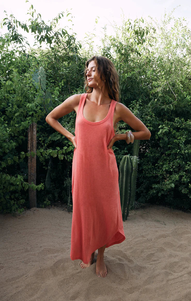 Easy Going Cotton Slub Dress in Tango Easy Going Cotton Slub Dress in Tango