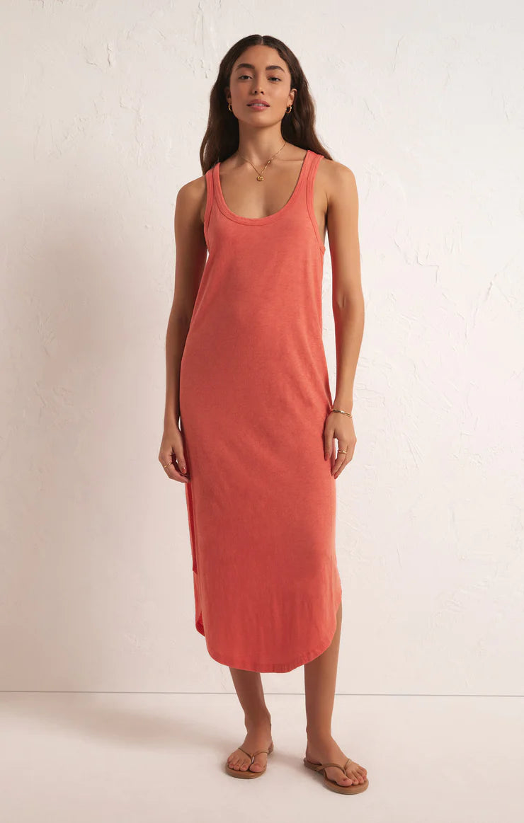 Easy Going Cotton Slub Dress in Tango Easy Going Cotton Slub Dress in Tango