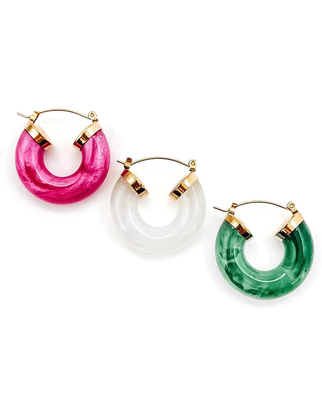 Chunky Acrylic Resin Hoop Earrings For Women - Lightweight Mottled Bohemian Statement Earrings