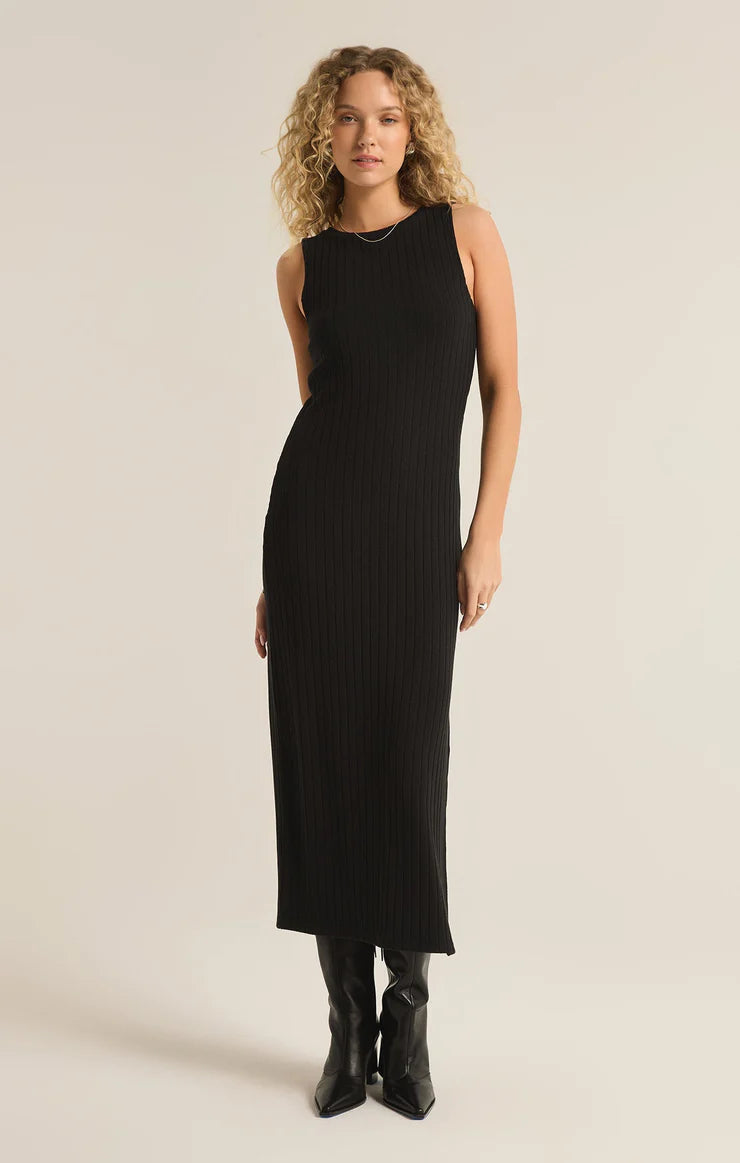 Raewyn Rib Dress in Black