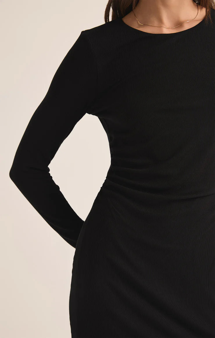 Winnie Rib Dress in Black