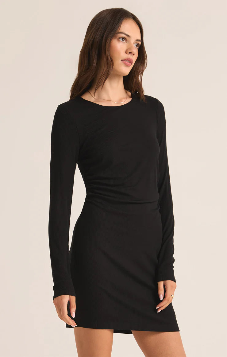 Winnie Rib Dress in Black