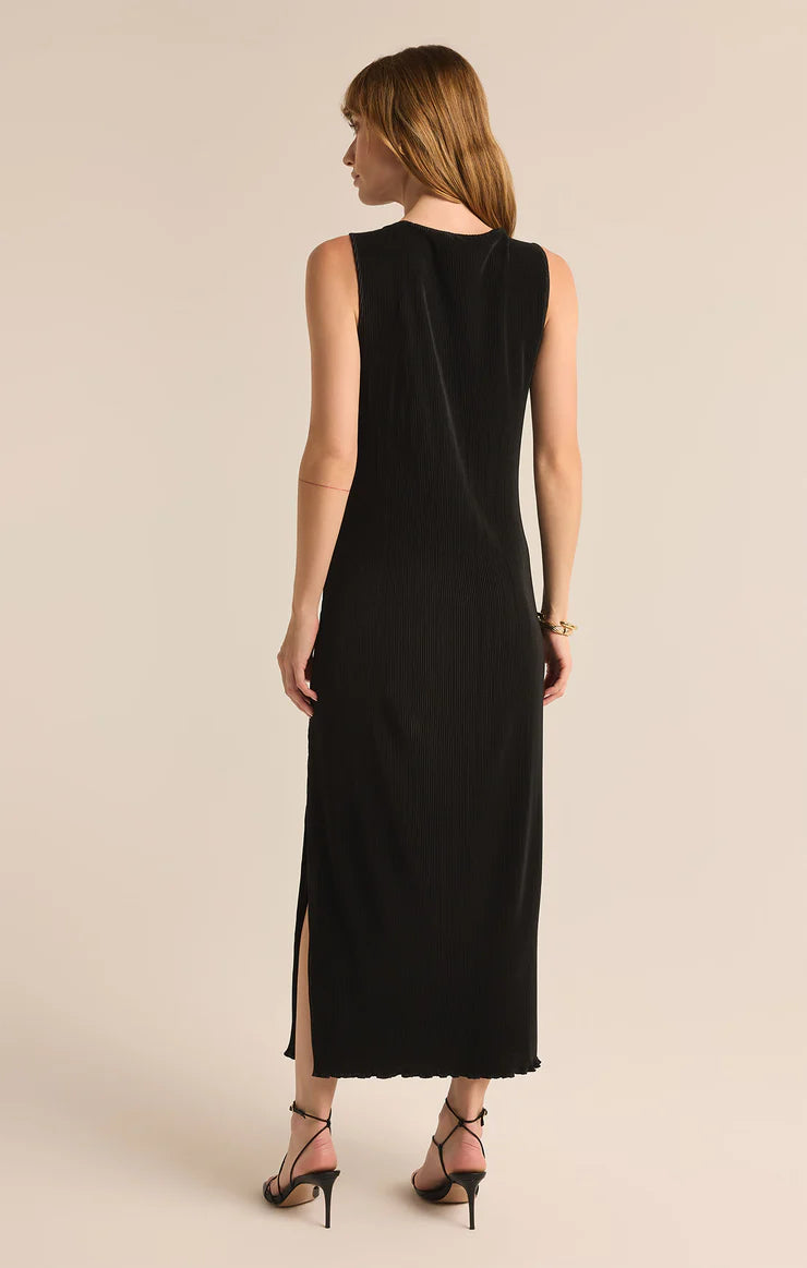 Gatsby Plisse Dress in Black