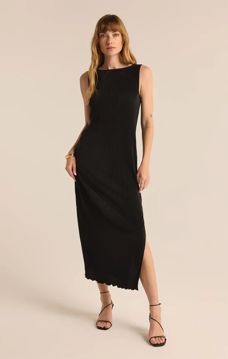 Gatsby Plisse Dress in Black