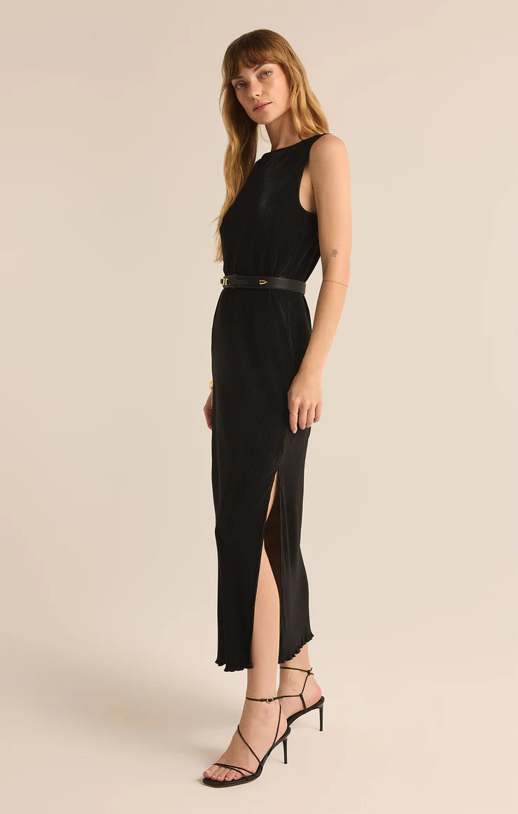 Gatsby Plisse Dress in Black