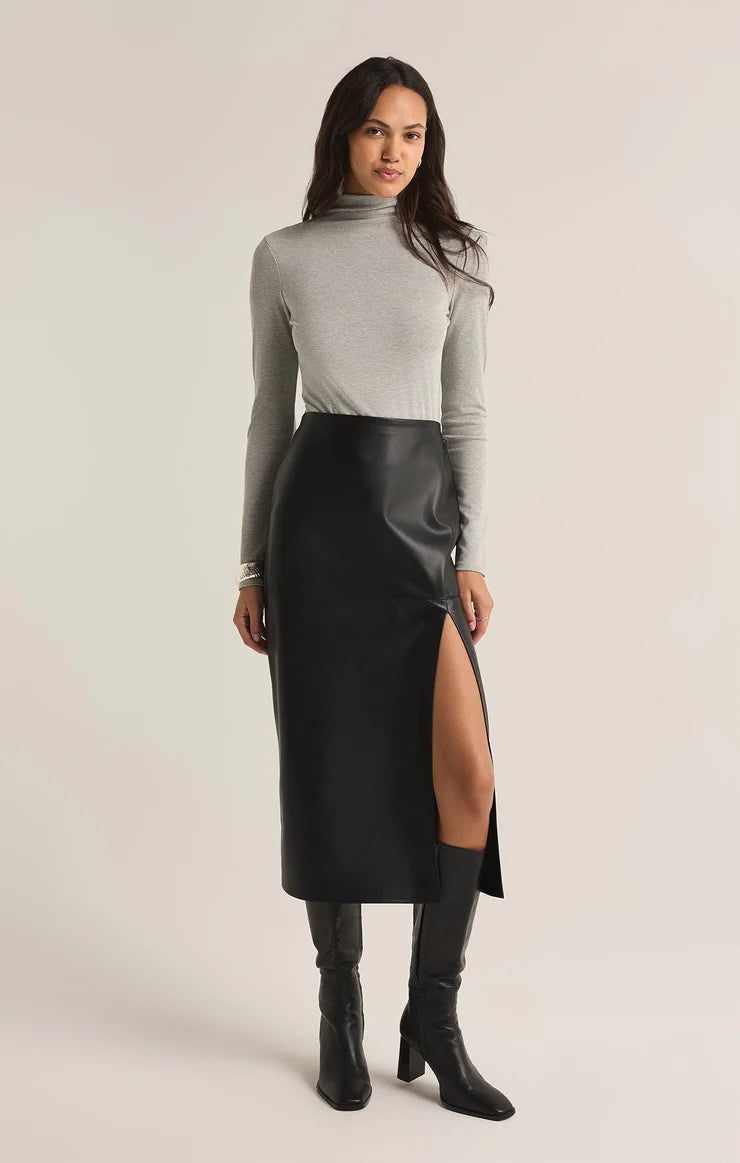 Metropolitan Leather Skirt in Black