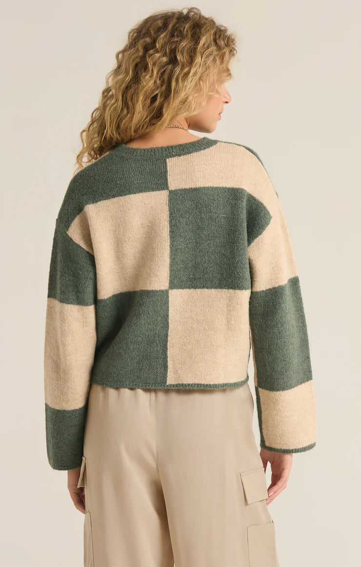 Rosi Blocked Sweater in Palm Green