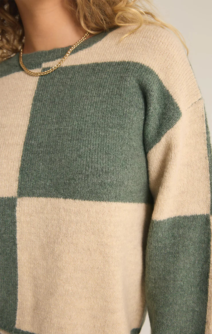 Rosi Blocked Sweater in Palm Green