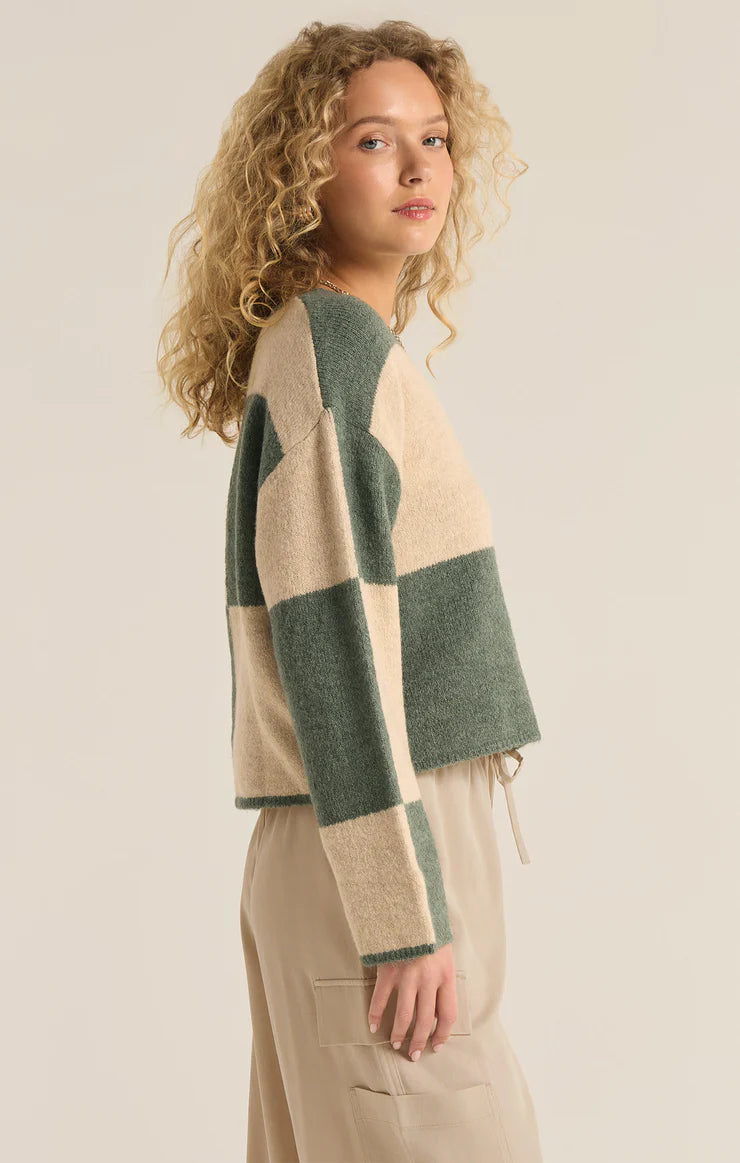 Rosi Blocked Sweater in Palm Green