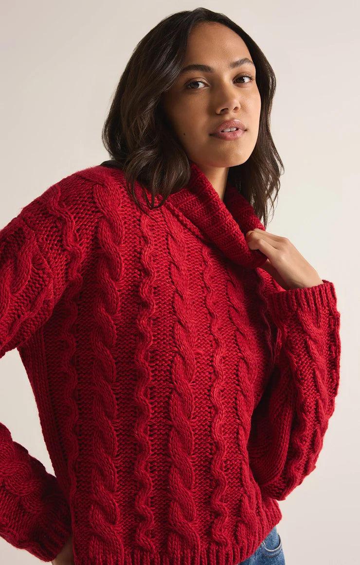 Tied To You Sweater in Haute Red