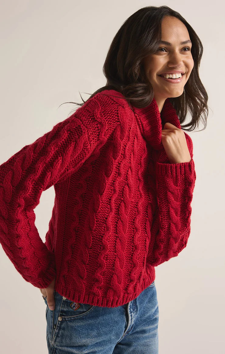 Tied To You Sweater in Haute Red