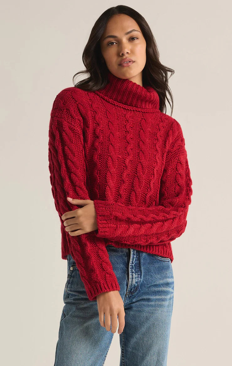 Tied To You Sweater in Haute Red