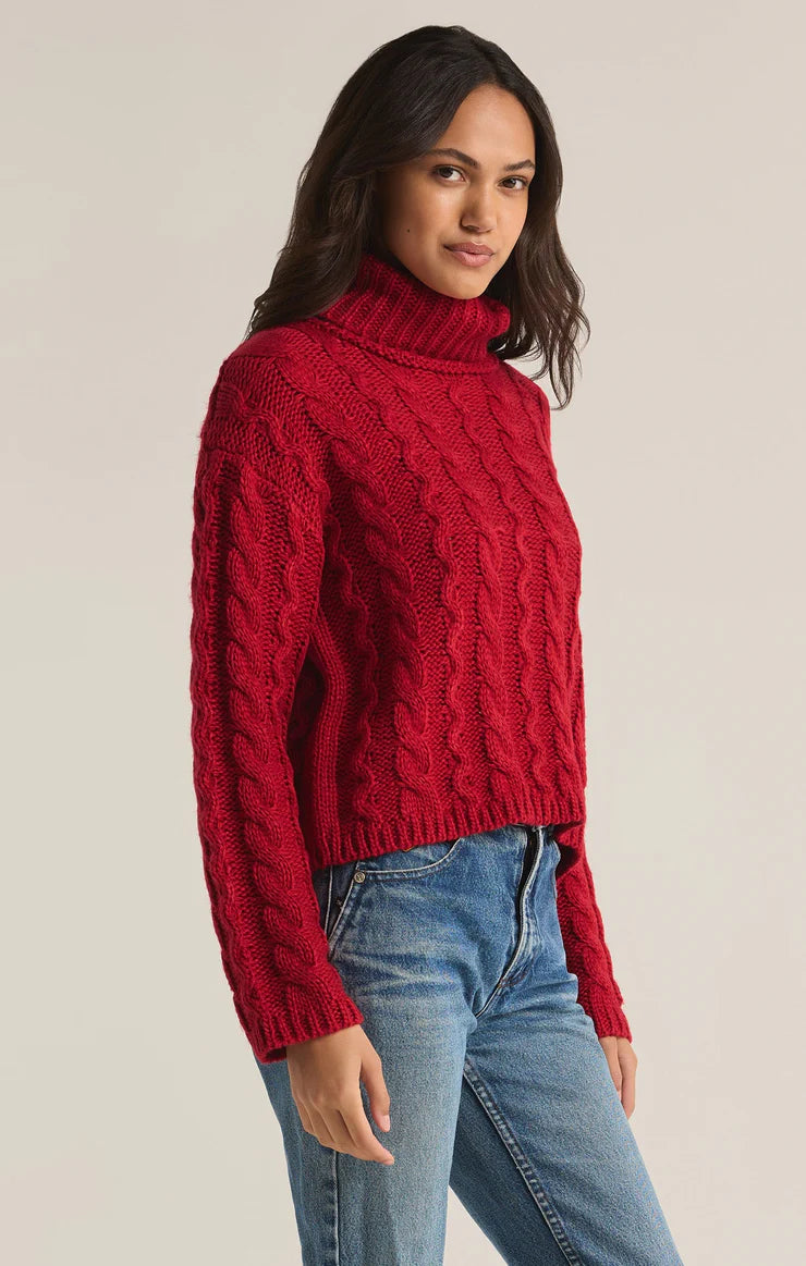 Tied To You Sweater in Haute Red